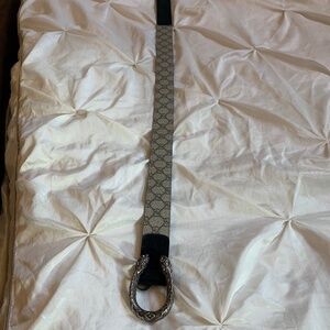 Gucci Black Suede/Leather Dionysus Logo Belt sz 80(32)